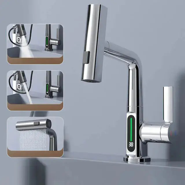 Digital Display Waterfall Faucet – Modern Elegance & Precision in Your Kitchen and Bathroom - DynamicDrop Hub