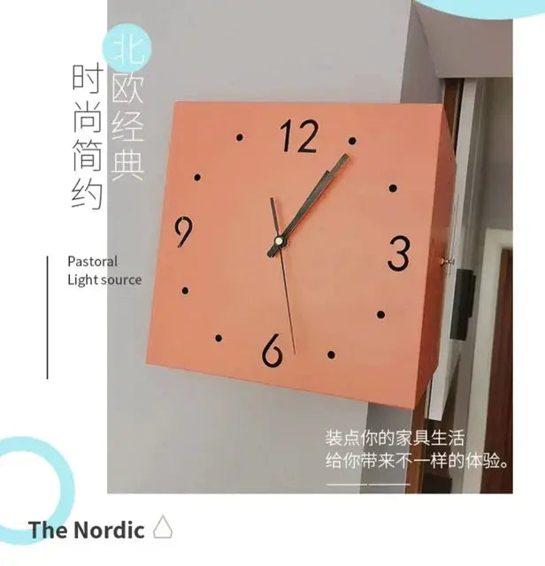Double-Sided Square Wall Clock Minimalist Creative Corner Digital Hollow-Out Silent Wall Clock Simple Wall Decoration - DynamicDrop Hub