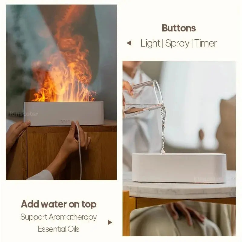 DynamicDrop Hub Flame Aroma Diffuser & Humidifier - Ultrasonic Air Purifier with 7 Color Simulation Light DynamicDrop Hub