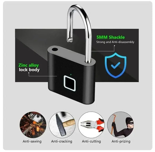 Fingerprint Lock Keyless Waterproof Anti-Theft Smart Lock Fingerprint Padlock Zinc Alloy Intelligent Safety Electronic Doorlock - DynamicDrop Hub
