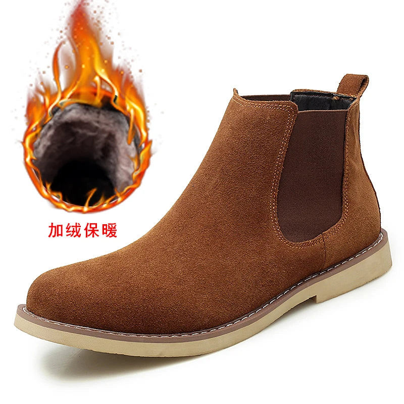 Vintage Sand Suede Chelsea Boots for Men – Natural Leather, Zip Closure, Pointed Toe, Formal Ankle Boots