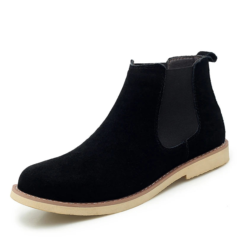 Vintage Sand Suede Chelsea Boots for Men – Natural Leather, Zip Closure, Pointed Toe, Formal Ankle Boots