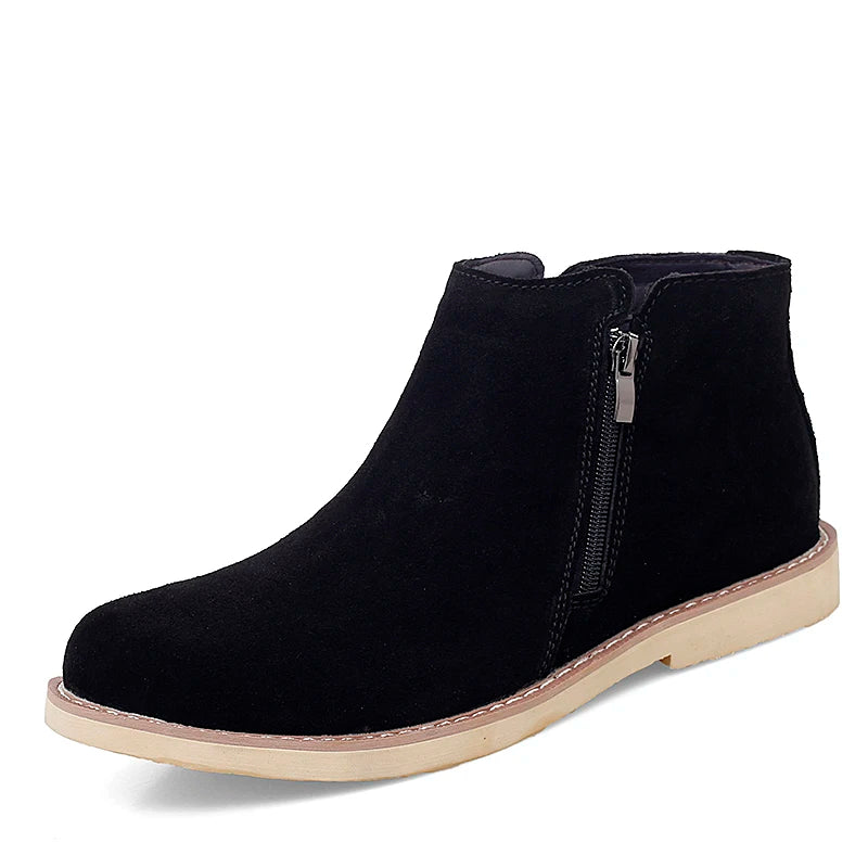 Vintage Sand Suede Chelsea Boots for Men – Natural Leather, Zip Closure, Pointed Toe, Formal Ankle Boots