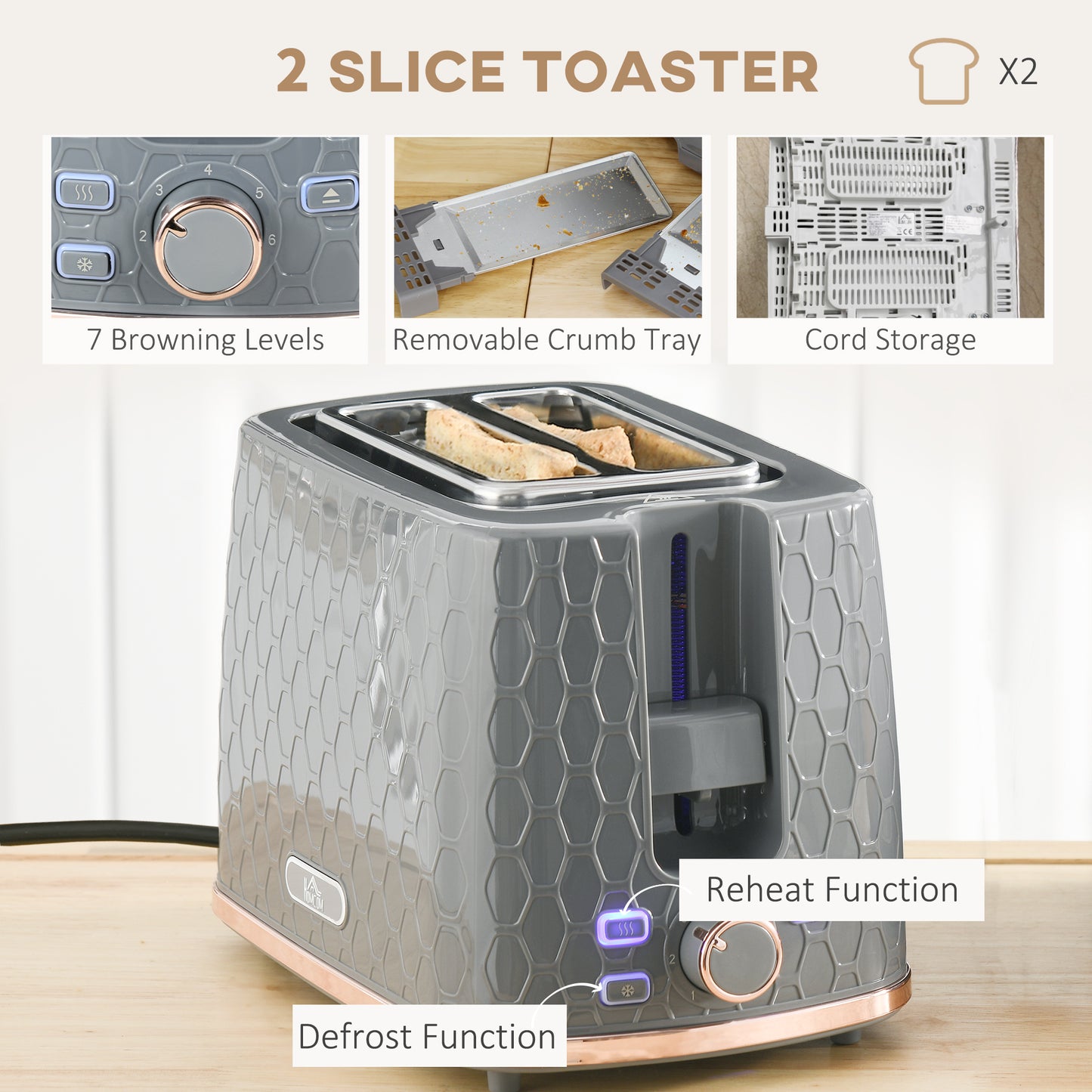 1.7L 3000W Fast Boil Kettle and Toaster Set with Auto Shut Off