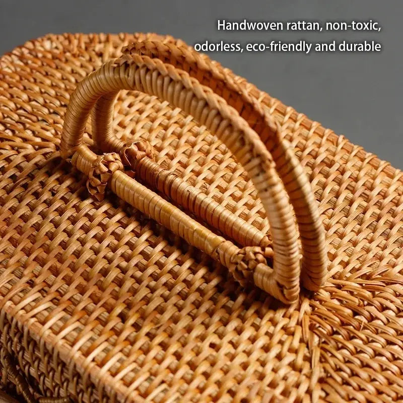 Handwoven Storage Box - Food Container Picnic, Fruit Cake Basket Kitchen Organizer - DynamicDrop Hub