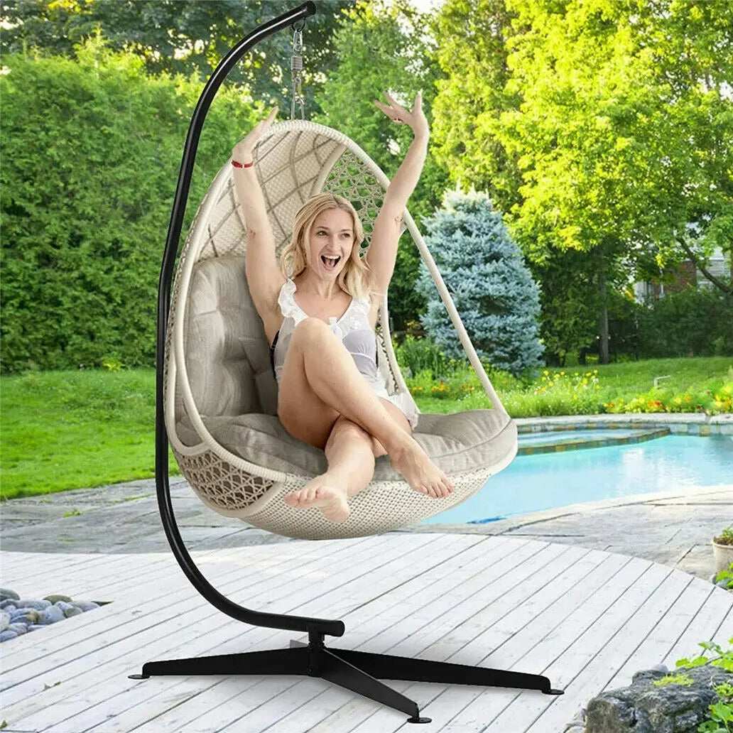 Hanging Swing Chair Hammock Stand French Egg Seat Frame Garden Outdoor Patio - DynamicDrop Hub
