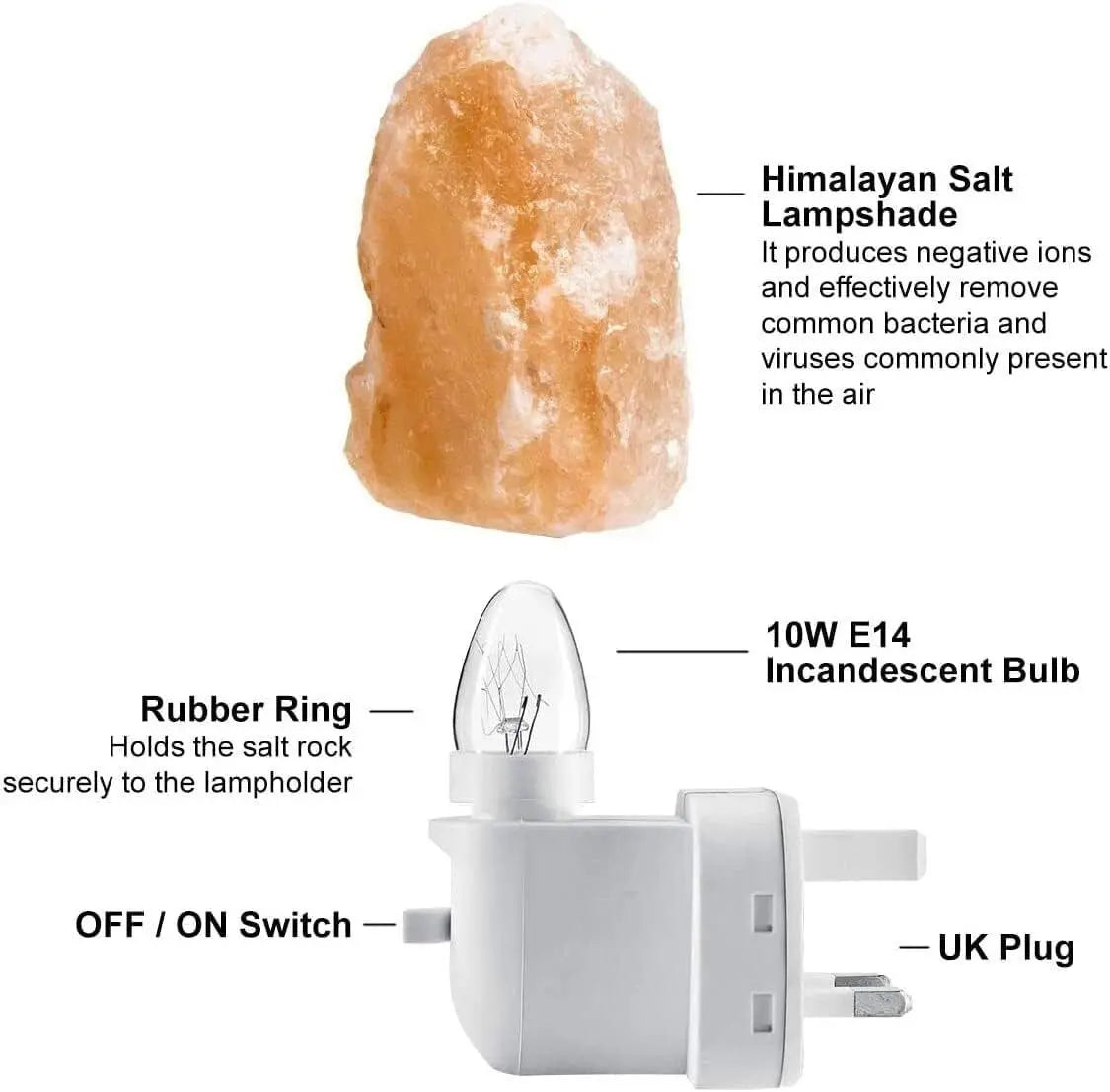 Himalayan Salt Wall Lamp Plug in Night Light Air Purifier Ball , Hart & Natural - DynamicDrop Hub