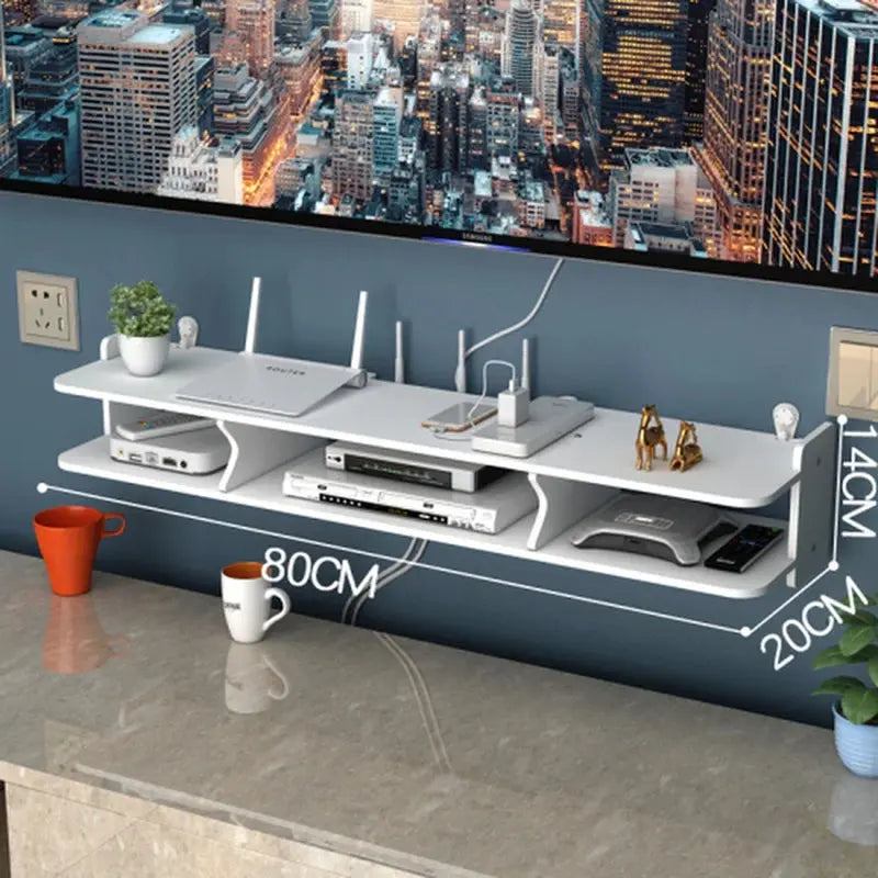 Hole Free Living Room TV Wall Set Top Box Shelf Shelf Shelf Router Storage Box Bedroom Wall Hanging Wifi Rack Shelf - DynamicDrop Hub