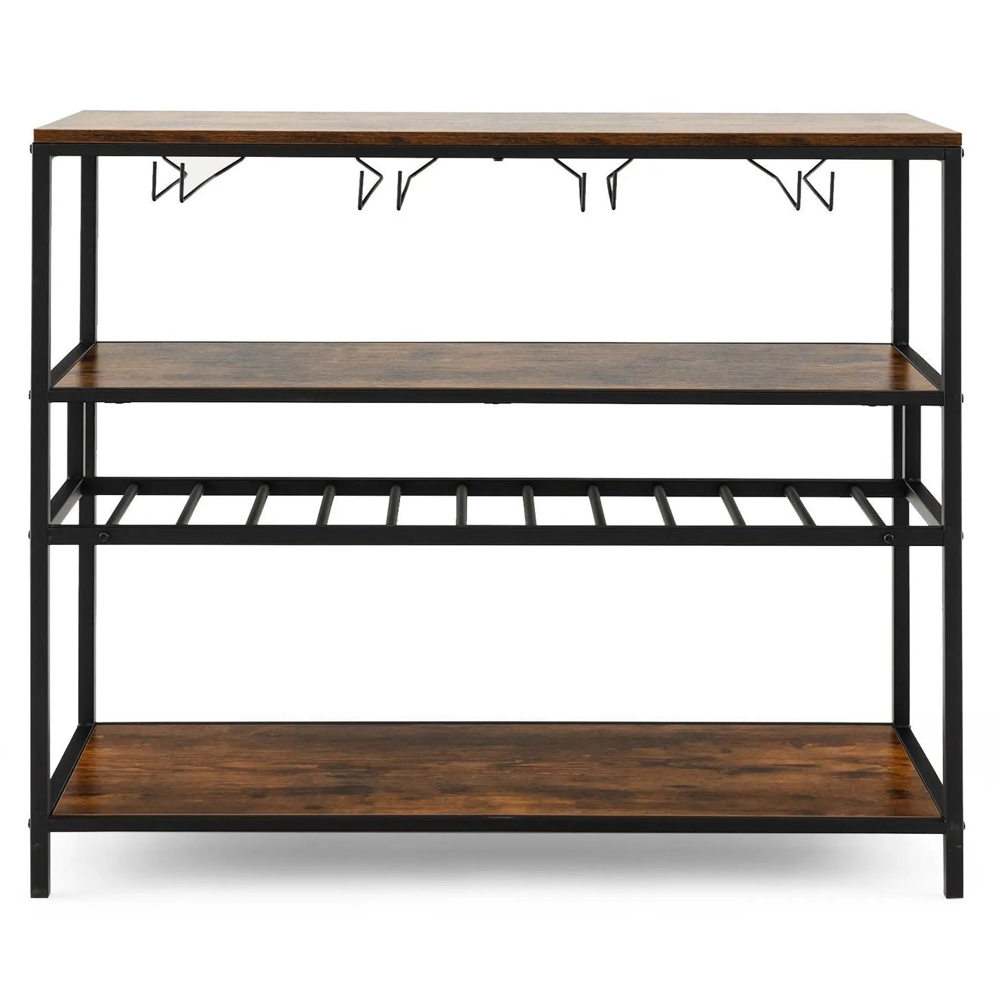 Industrial Bar Cabinet with Wine Rack & 4 Rows of Glass Holders - DynamicDrop Hub