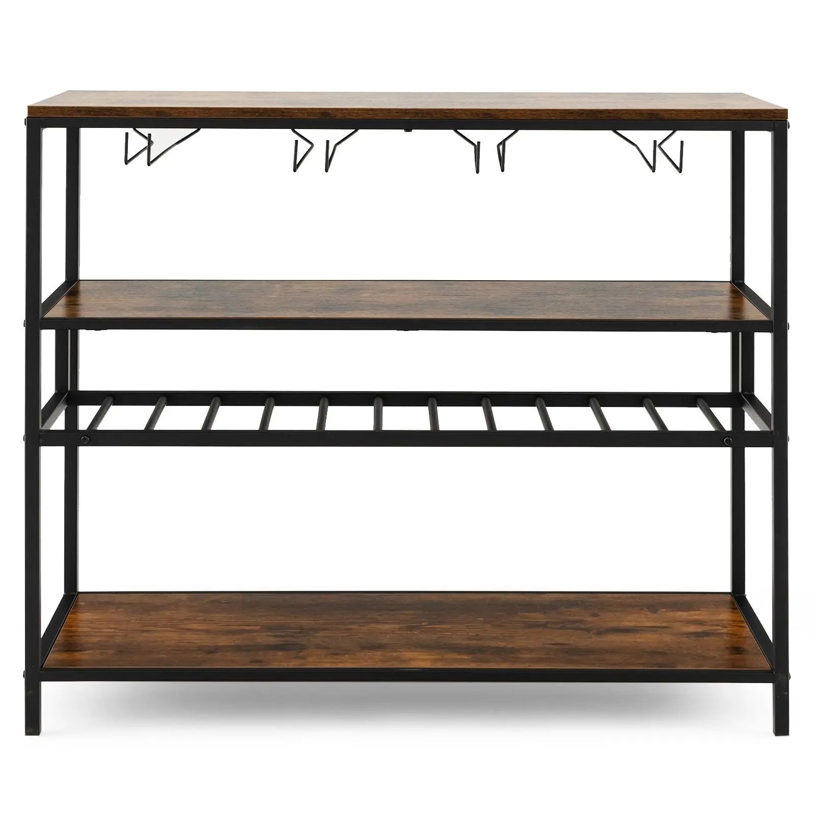 Industrial Bar Cabinet with Wine Rack & 4 Rows of Glass Holders - DynamicDrop Hub
