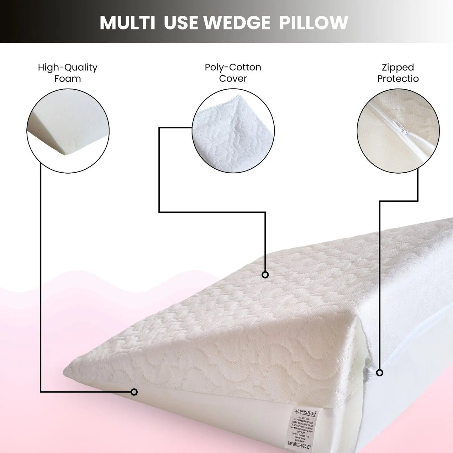Large Acid Reflux Flex Support Bed Wedge Pillow with Luxury Quilted Cover - DynamicDrop Hub