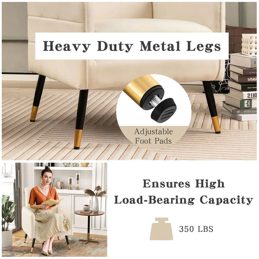 Linen Fabric Accent Chair Single Sofa with Removable Seat Cushion - DynamicDrop Hub