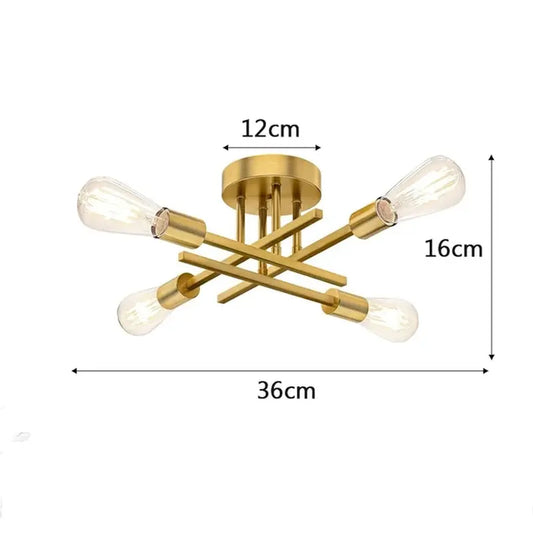 Modern Sputnik Ceiling Chandelier Nordic Semi Flush Mount Ceiling Lamp Vintage Home Decor Lights Lighting Fixture Plafonnier LED - DynamicDrop Hub