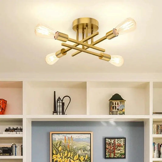 Modern Sputnik Ceiling Chandelier Nordic Semi Flush Mount Ceiling Lamp Vintage Home Decor Lights Lighting Fixture Plafonnier LED - DynamicDrop Hub