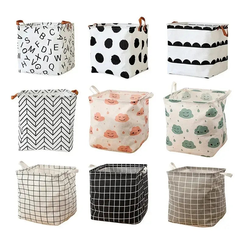 New Cube Folding Linen Fabric Storage Basket for Kids Clothes Storage Box Waterproof Laundry Basket for Bedroom Toys Organizers - DynamicDrop Hub