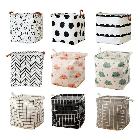 New Cube Folding Linen Fabric Storage Basket for Kids Clothes Storage Box Waterproof Laundry Basket for Bedroom Toys Organizers - DynamicDrop Hub