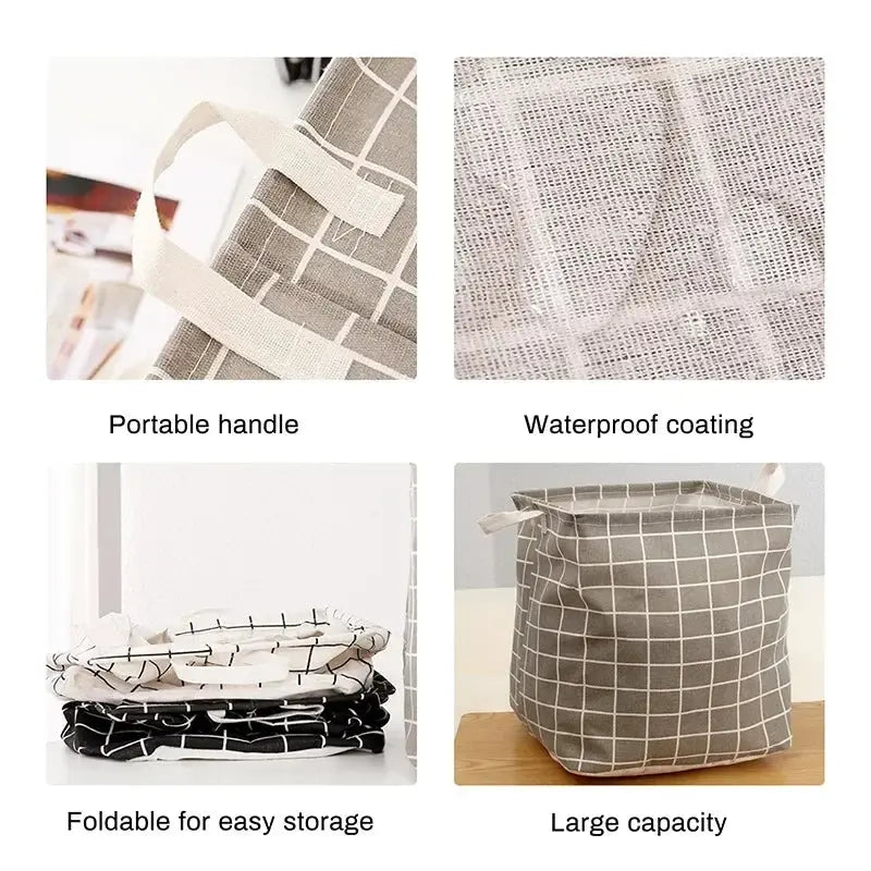 New Cube Folding Linen Fabric Storage Basket for Kids Clothes Storage Box Waterproof Laundry Basket for Bedroom Toys Organizers - DynamicDrop Hub