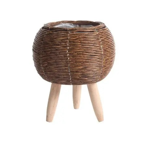 Nordic Flower Shelf Imitation Rattan Flower Pot with Removable Legs - DynamicDrop Hub