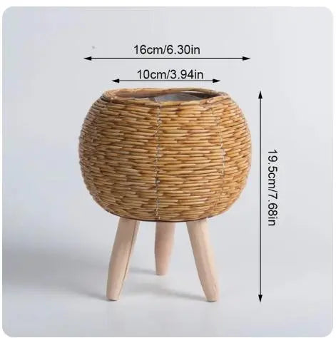 Nordic Flower Shelf Imitation Rattan Flower Pot with Removable Legs - DynamicDrop Hub