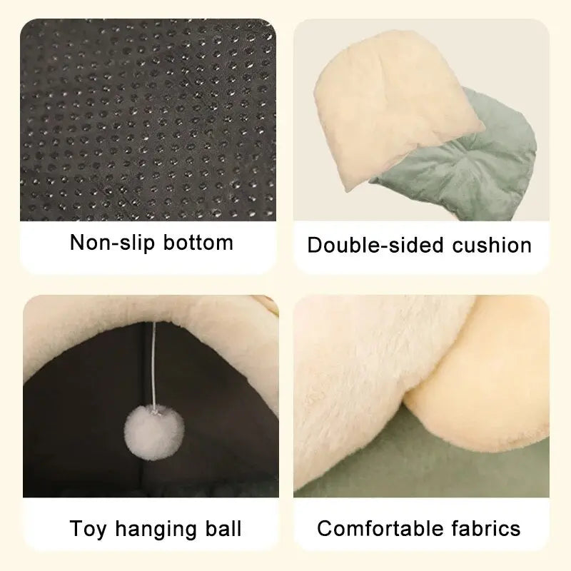 Pet Tent Cave Bed for Cats Small Dogs Self-Warming Cat Tent Bed Cat Hut Comfortable Pet Sleeping Bed Foldable Removable Washable - DynamicDrop Hub
