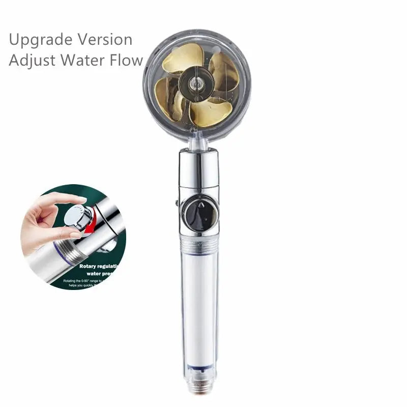Pressurized Shower Head Water Saving 360 Rotating Twin Turbo Pressurized Propeller Fan Shower Head Bathroom Accessories - DynamicDrop Hub