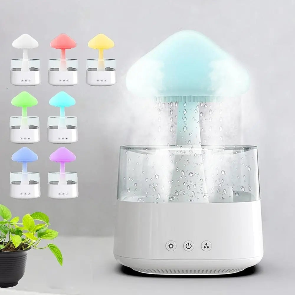 Rain Cloud Humidifier Rain Drop Sound Night Light Aromatherapy Oil Essential - DynamicDrop Hub