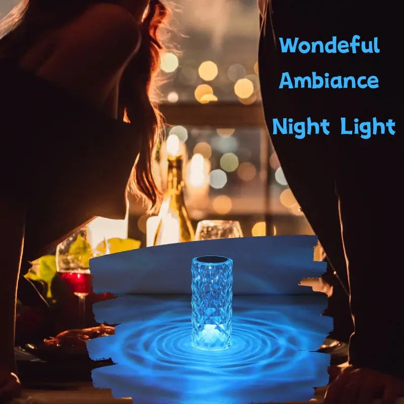 Crystal Table Lamp for Bedroom 16 Colors Touch/Remote Dimmable Night Light USB LED Bedside Diamond Rose Lamp - DynamicDrop Hub