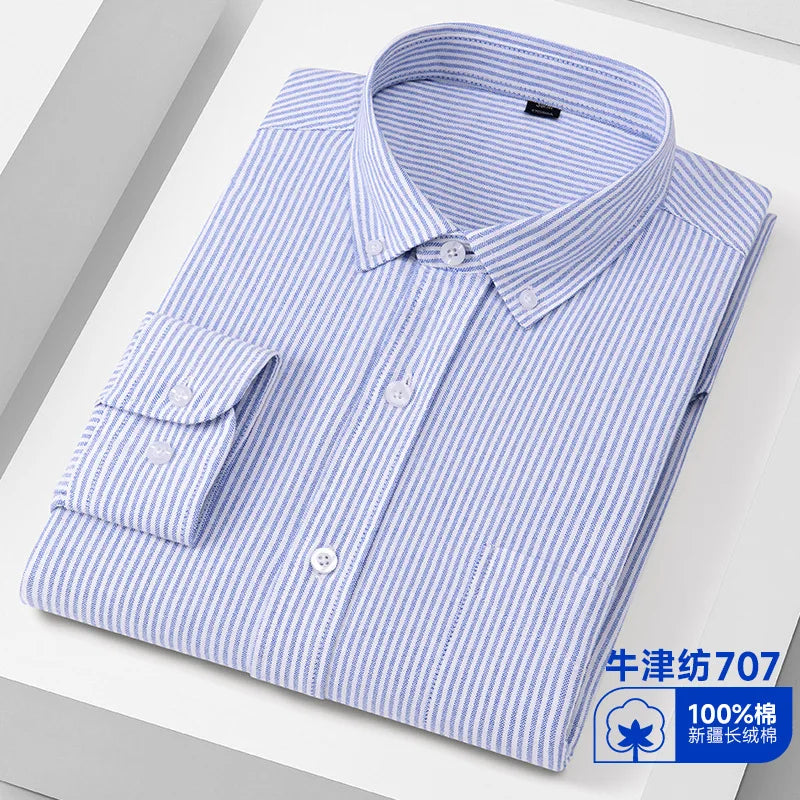 Men’s 100% Cotton Oxford Long Sleeve Shirt – Regular Fit Soft Casual Dress Shirt for Work & Social Events