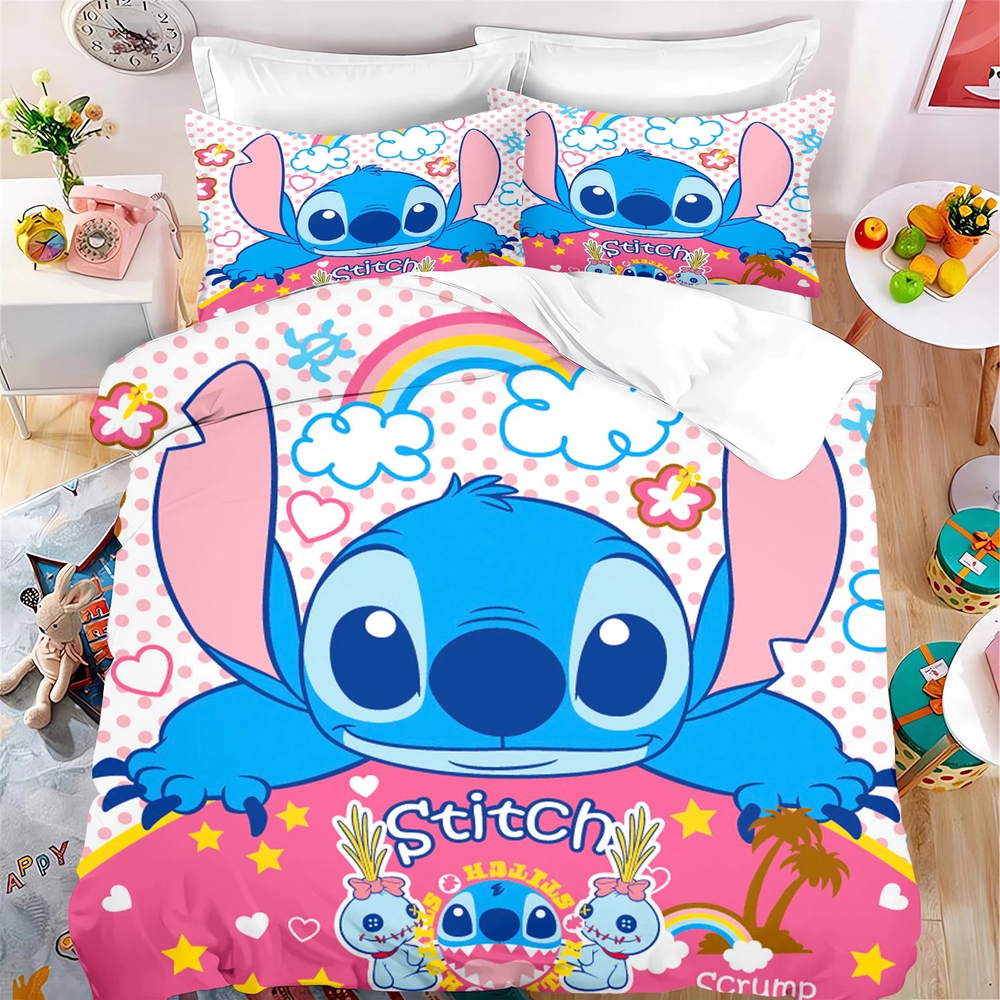 Stitch Cartoon Kids Duvet Cover Set – Anime Bedding Twin Size (No Filling), 100% Polyester – Multiple Sizes