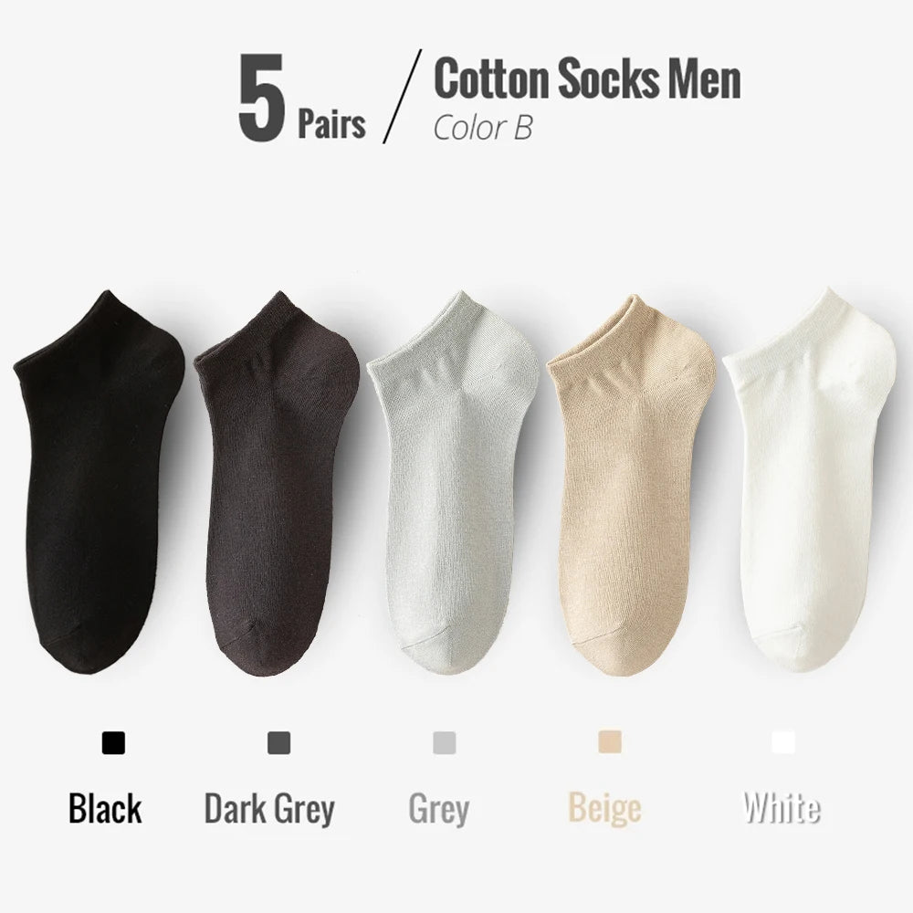 95% Combed Cotton Socks Men Business Dress Short Socks Soft Breathable Spring Summer Colorful Sock for Man 5Pairs/Lot Ankle Sock