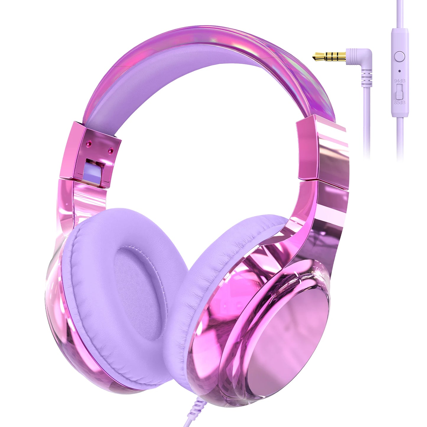 Kids Headphones Wired 3.5Mm Jack Stylish Foldable Children'S Gaming Headset with Mic for Iphone Computer Tablet PC Girls Gifts