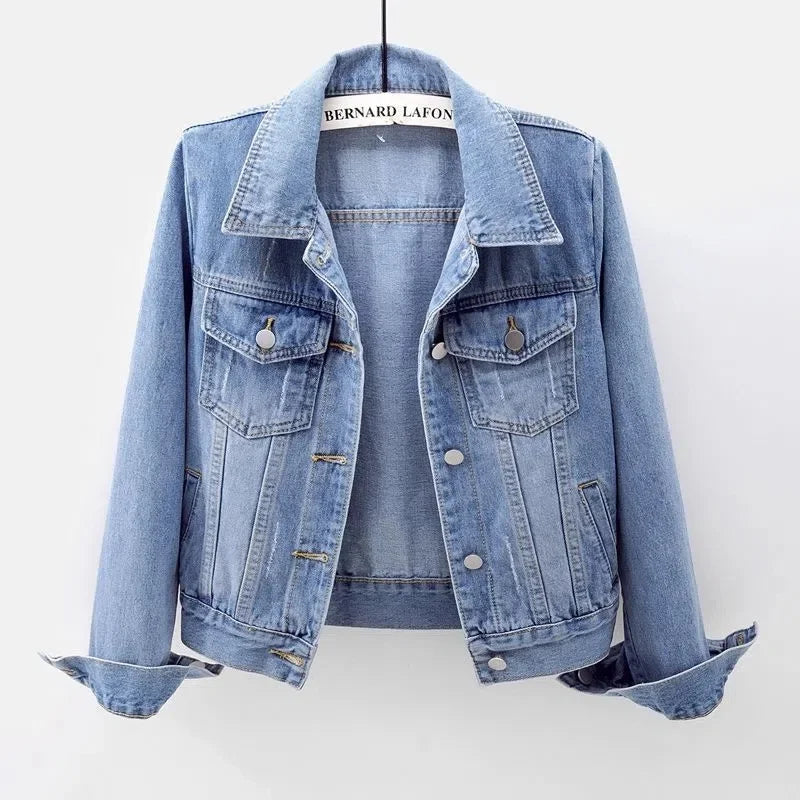 Women's Oversized Denim Jacket – Long Sleeve Spring & Autumn Jean Coat (Up to 5XL)