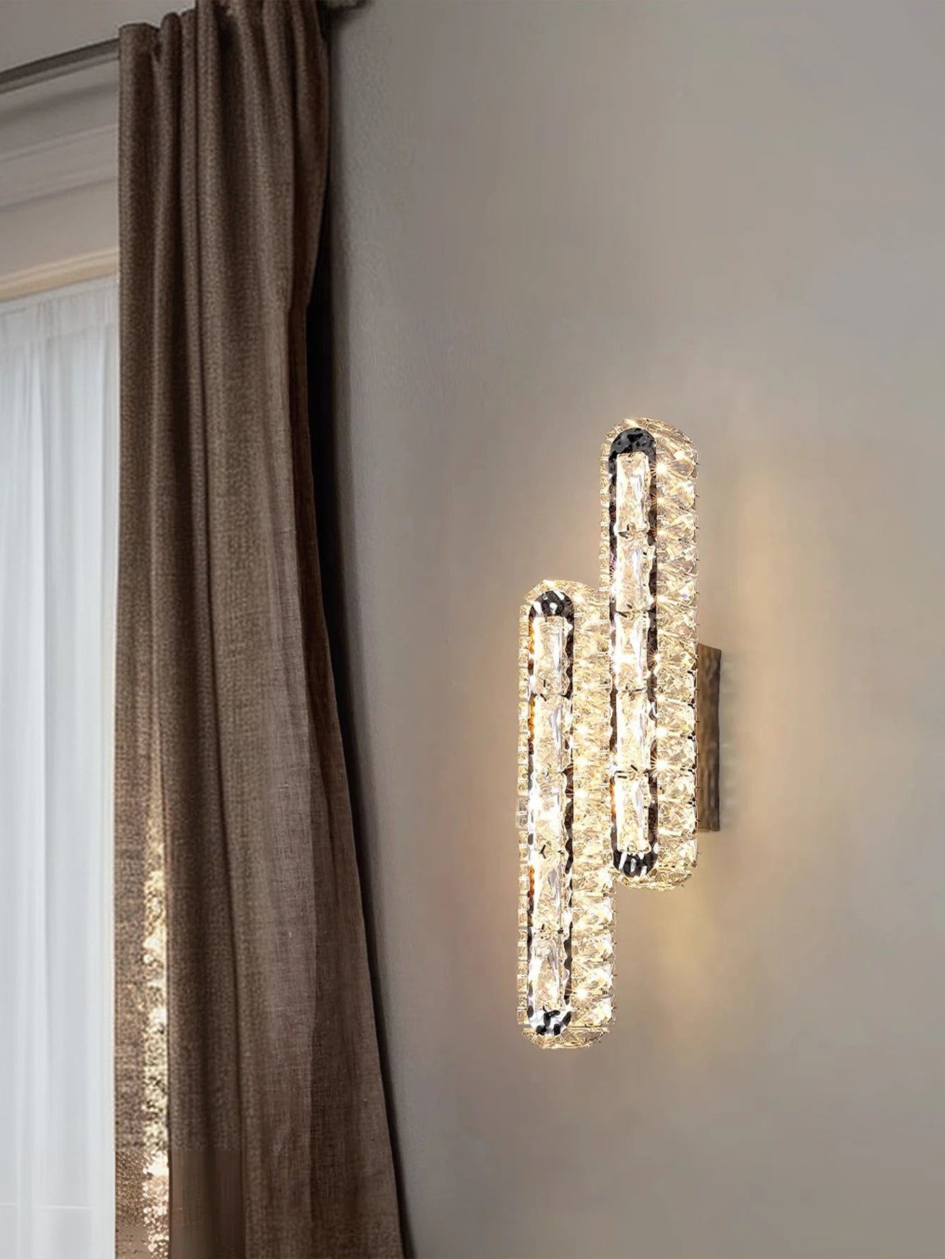 Gold/Silver Stainless Steel, Single/Double Row Crystal Wall Sconce for Hotel,Living Room,Bedroom,Wall Sconce,Lamps and Lanterns.