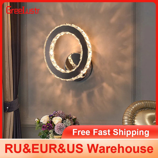 Modern Wall Lamp Bedside Lighting Fixtures K9 Crystal Corridor Aisle Led Wall Sconces for Sleeping Indoor Home Decor Luminaire