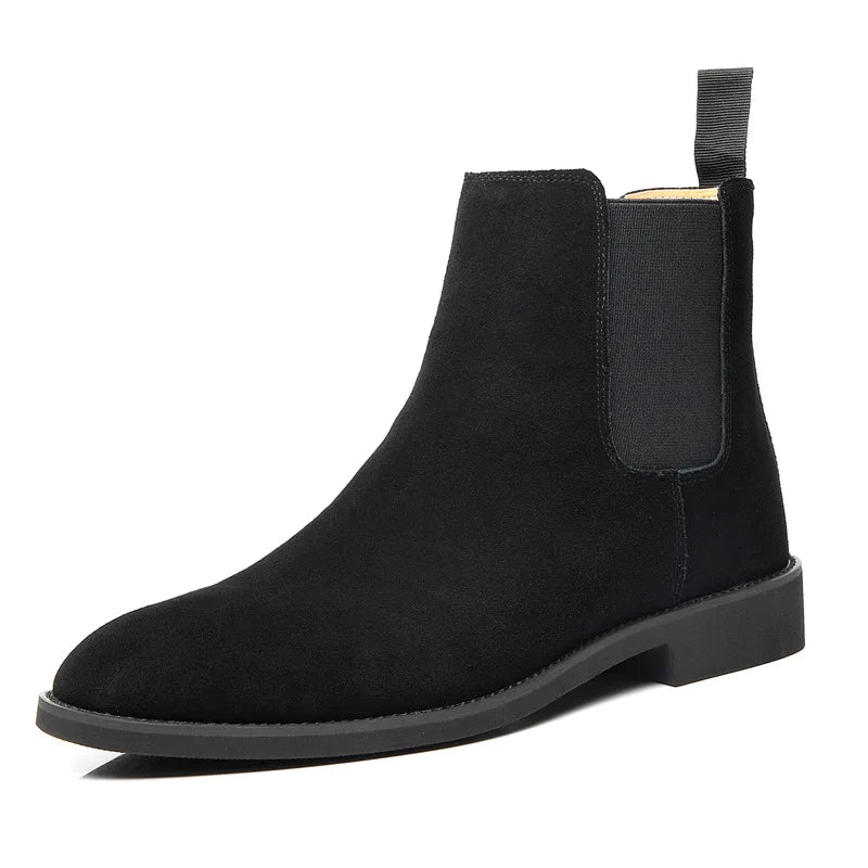 Men’s Retro Suede Leather Chelsea Boots – British Style Ankle High Boots