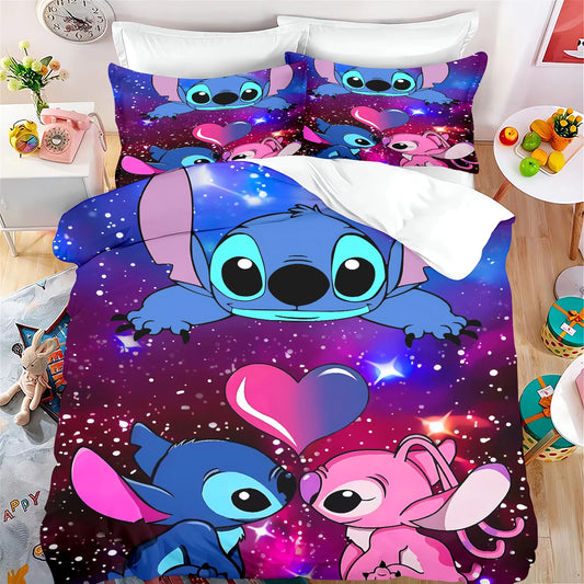 Stitch Cartoon Kids Duvet Cover Set – Anime Bedding Twin Size (No Filling), 100% Polyester – Multiple Sizes