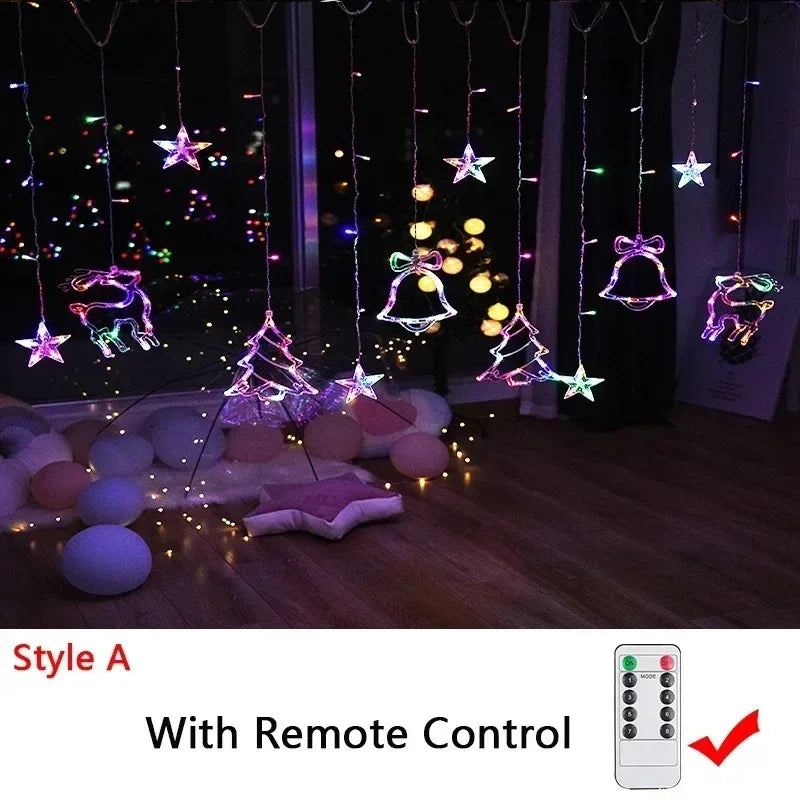 Christmas Decoration Festoon String Lights Fairy Garland Curtain Outdoor Indoor Decor for Holiday New Year Decoration