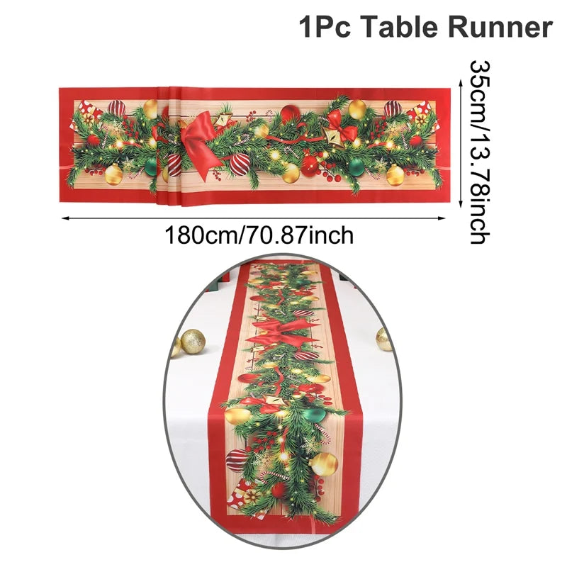 Santa Claus Christmas Table Runner Christmas Decorations for Home Xmas Table Flag Navidad Noel Gifts New Year Tablecloth