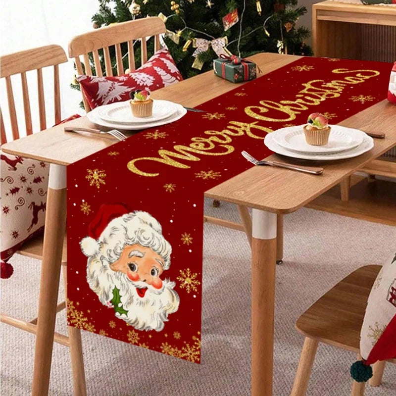 Santa Claus Christmas Table Runner Christmas Decorations for Home Xmas Table Flag Navidad Noel Gifts New Year Tablecloth