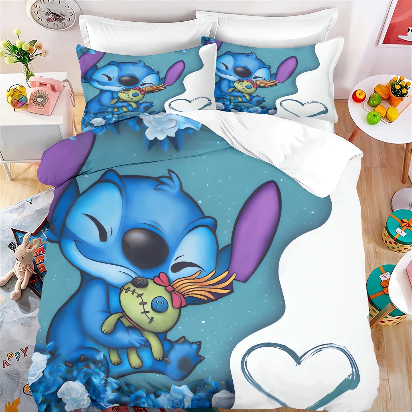 Stitch Cartoon Kids Duvet Cover Set – Anime Bedding Twin Size (No Filling), 100% Polyester – Multiple Sizes