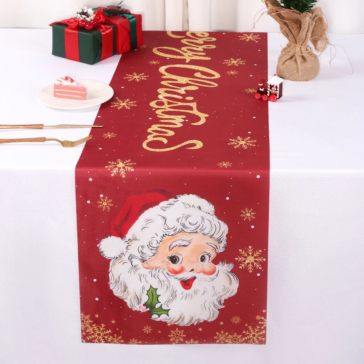 Santa Claus Christmas Table Runner Christmas Decorations for Home Xmas Table Flag Navidad Noel Gifts New Year Tablecloth