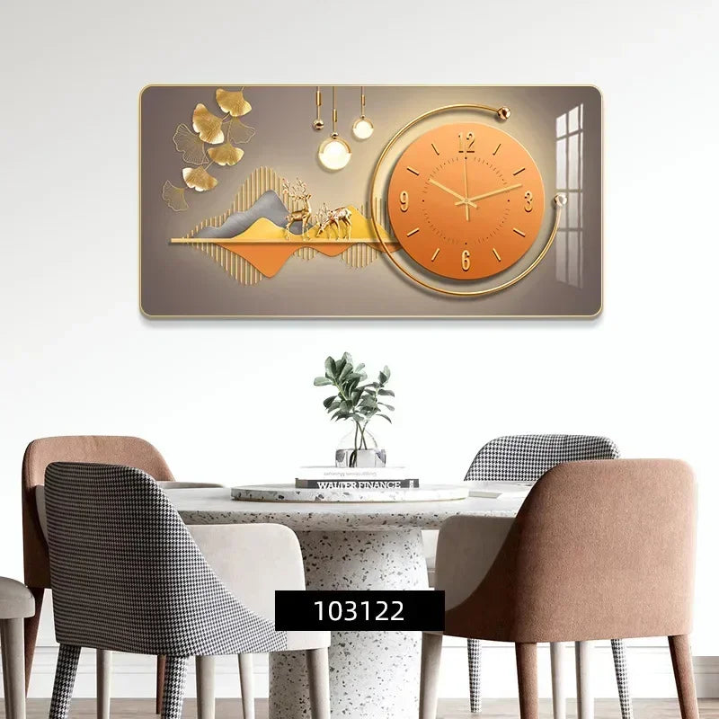 Decorative Painting Light Luxury Home Rectangular Clock Wall Painting Modern Minimalist Restaurant Rounded Clock Wall Painting