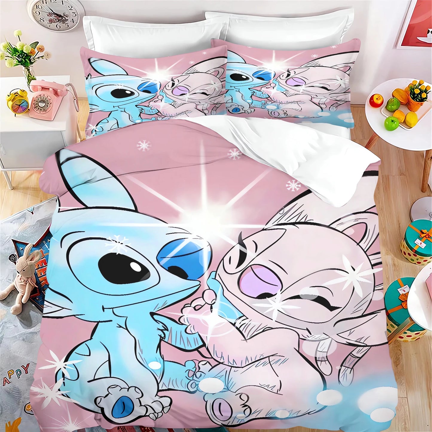 Stitch Cartoon Kids Duvet Cover Set – Anime Bedding Twin Size (No Filling), 100% Polyester – Multiple Sizes