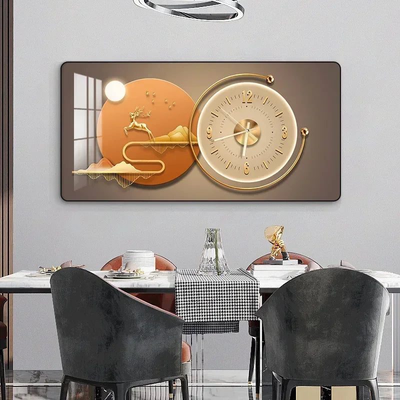 Decorative Painting Light Luxury Home Rectangular Clock Wall Painting Modern Minimalist Restaurant Rounded Clock Wall Painting