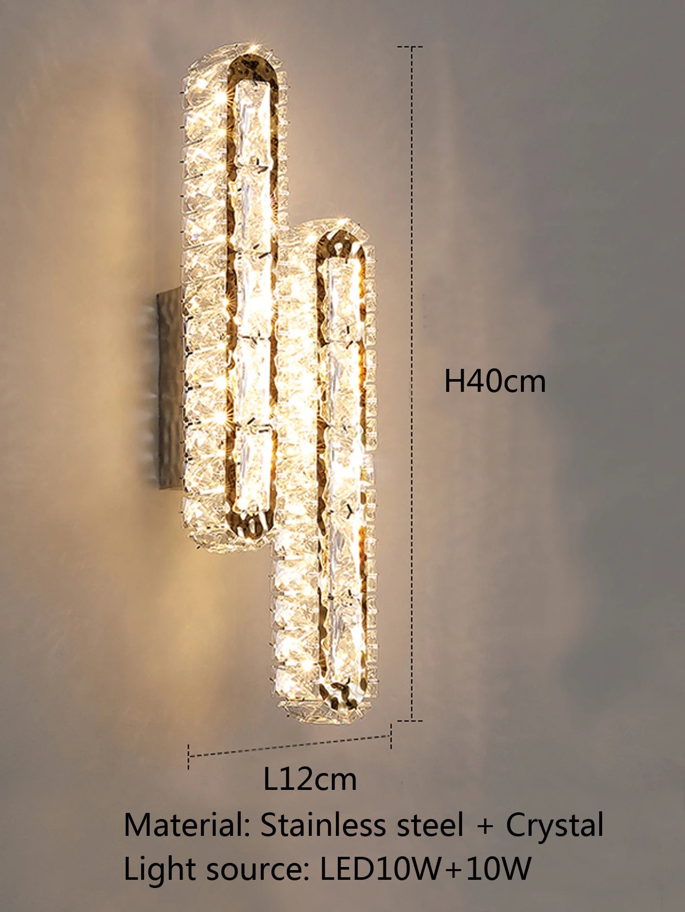 Gold/Silver Stainless Steel, Single/Double Row Crystal Wall Sconce for Hotel,Living Room,Bedroom,Wall Sconce,Lamps and Lanterns.