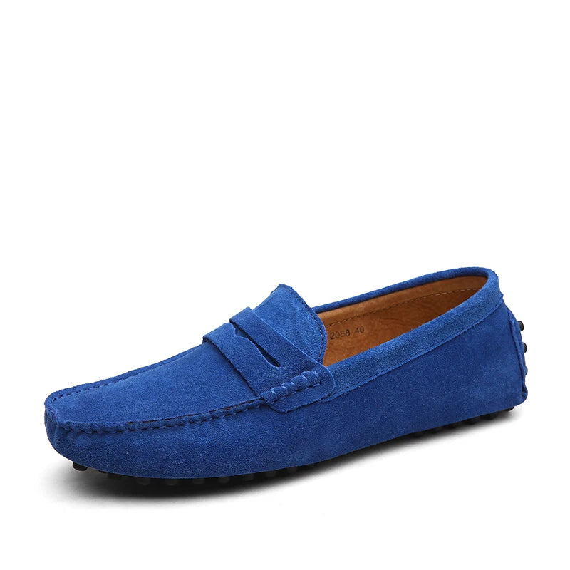 Men’s High-Quality Leather Loafers – Casual Moccasins Slip-On Flats for Driving & Fashion (Size 38-49)