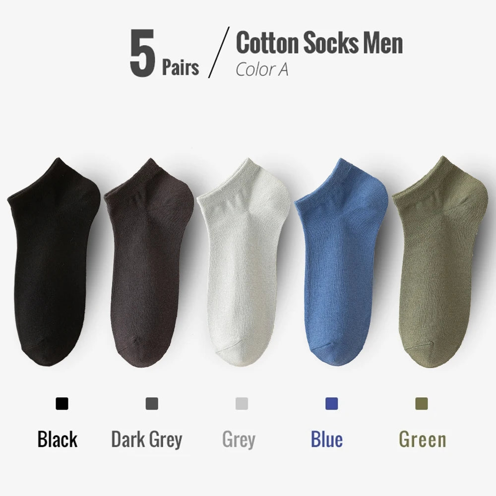95% Combed Cotton Socks Men Business Dress Short Socks Soft Breathable Spring Summer Colorful Sock for Man 5Pairs/Lot Ankle Sock