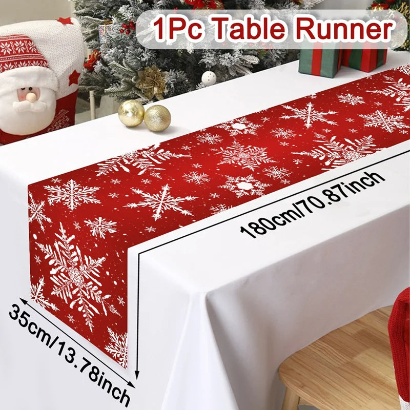 Santa Claus Christmas Table Runner Christmas Decorations for Home Xmas Table Flag Navidad Noel Gifts New Year Tablecloth