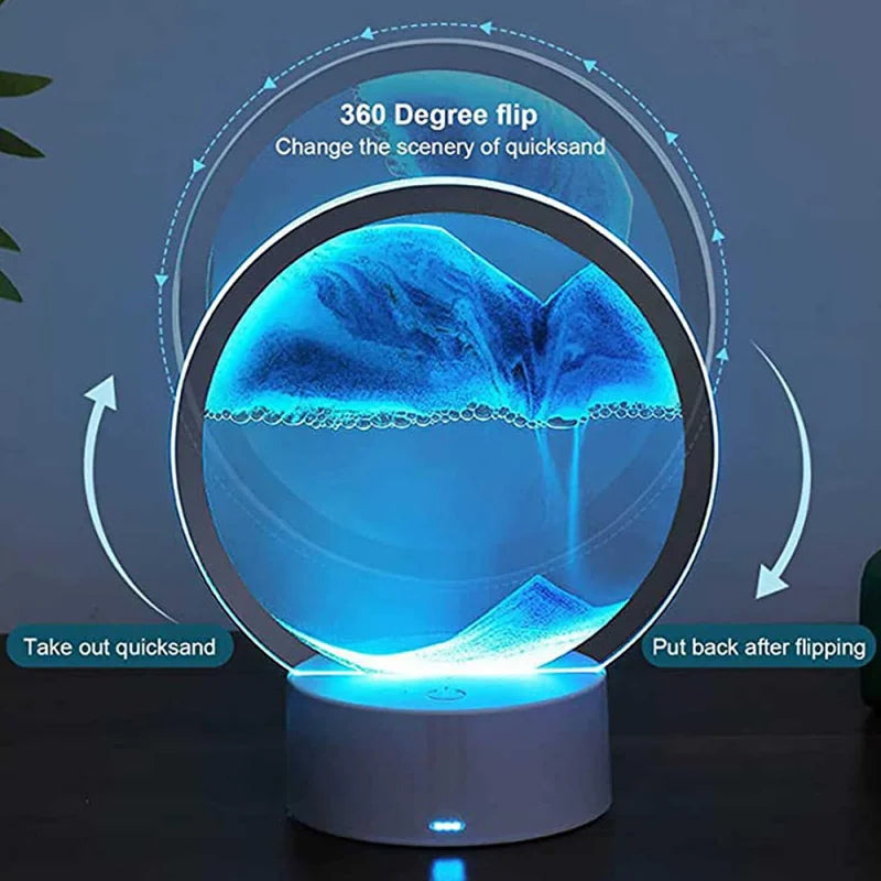 LED RGB 3D Moving Sand Art Lamp – 16-Color Quicksand Night Light with Remote & Touch Control