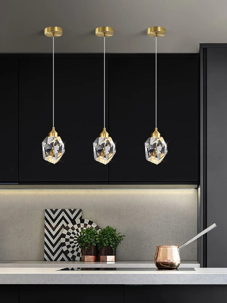 Light Luxury K9 Crystal Small Dhandelier Modern and Minimalist Restaurant Light Bar Counter Bedroom Bedside Long Line Light